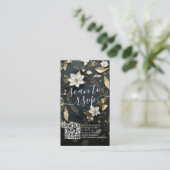 Carte D'accompagnement Gold Floral Wreath Mariage QR Code Site Web RSVP (Debout devant)