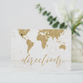 Carte D'accompagnement Gold Foil World Map Destination Mariage (Debout devant)