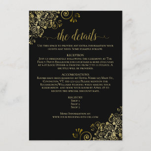 Carte D'accompagnement Gold Frills Elegant Black Mariage Détails