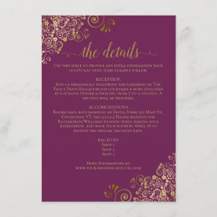 Carte D'accompagnement Gold Frills Elegant Cassis Purple Détails du Maria