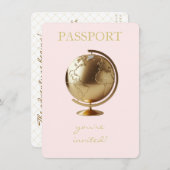 Carte D'accompagnement Gold Globe Passport Travel Display Shower (Devant / Derrière)