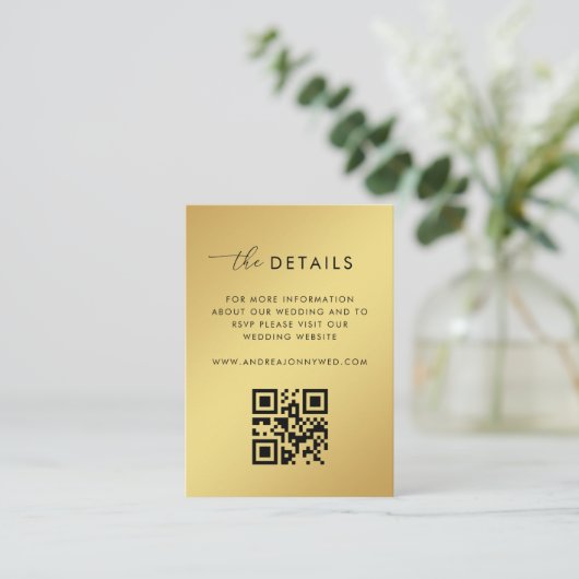 Carte D'accompagnement Gold Gradient QR Code Photo Détails Mariage En (Debout devant)