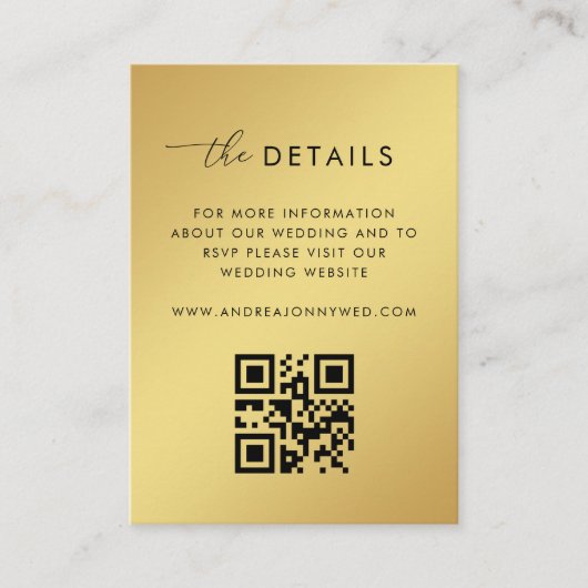 Carte D'accompagnement Gold Gradient QR Code Photo Détails Mariage En (Devant)