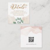 Carte D'accompagnement Gold Greenery QR Code Détails du Mariage (Devant / Derrière)