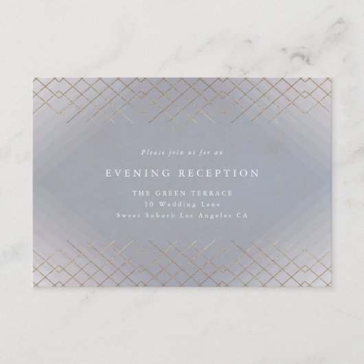 Carte D'accompagnement Gold Grey Elegance Diamond Geo Deco Mariage (Devant)