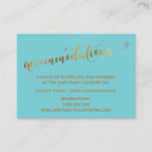 Carte D'accompagnement Gold Heart Script Turquoise Mariage Logements (Devant)