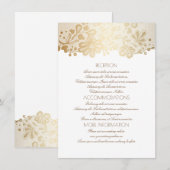 Carte D'accompagnement Gold Lace Elegant White Mariage Information (Devant / Derrière)