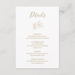 Carte D'accompagnement Gold Line Art Floral Mariage élégant