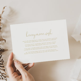 Carte D'accompagnement Gold Love Fancy Script Honeymoon Wish