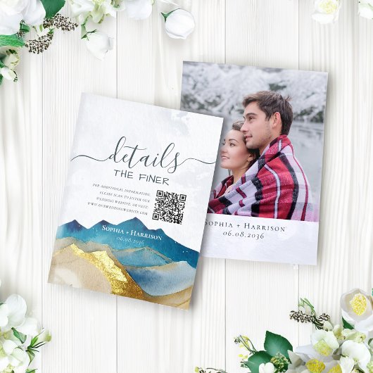 Carte D'accompagnement Gold Mountains Détails du Mariage Informations Cod