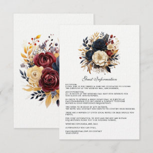 Carte D'accompagnement Gold, Navy Blue et Burgundy Floral Détails