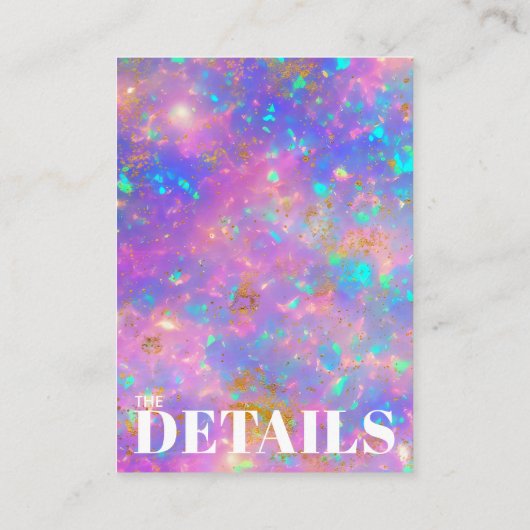 Carte D'accompagnement Gold Opal Stone Bold Minimal Mariage Détails (Dos)