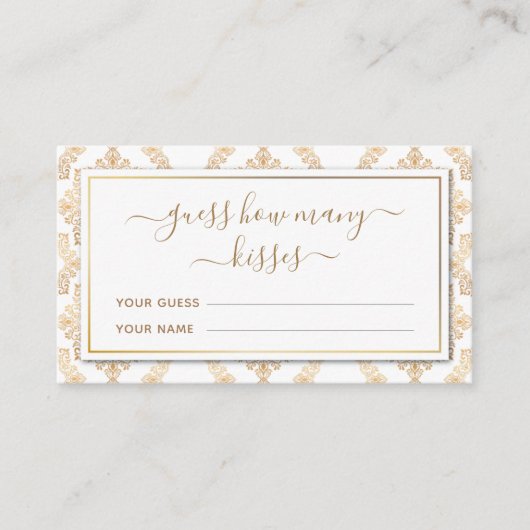 Carte D'accompagnement Gold Ornate Motif Devinez combien de baisers jeu (Devant)
