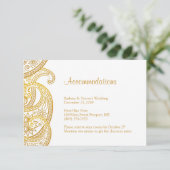 Carte D'accompagnement Gold Paisley Indian Mariage Hébergements (Debout devant)