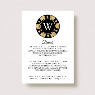 Carte D'accompagnement Gold Parties scintillant Poker Chip Casino Mariage