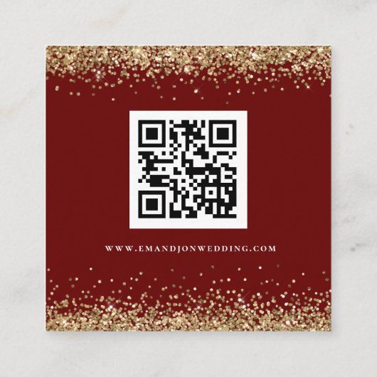 Carte D'accompagnement Gold Parties scintillant QR Code Mariage Bourgogne (Dos)
