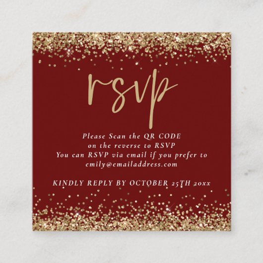 Carte D'accompagnement Gold Parties scintillant QR Code Mariage Bourgogne (Devant)