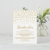 Carte D'accompagnement Gold Polka Dot - Blanc & Or - Détails Mariage (Debout devant)