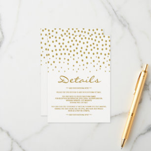 Carte D'accompagnement Gold Polka Dot - Blanc & Or - Détails Mariage