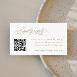 Carte D'accompagnement Gold Romantic Calligraphy Mariage QR Code RSVP<br><div class="desc">Cette carte RSVP de mariage Gold et blanc avec des calligraphies tourbillonnant élégantes et romantiques avec un code QR. Pour une personnalisation plus avancée de cette conception,  cliquez sur le BOUTON OUTIL DESIGN BLEU ci-dessus !</div>