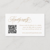 Carte D'accompagnement Gold Romantic Calligraphy Mariage QR Code RSVP (Devant)