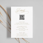 Carte D'accompagnement Gold Romantic Calligraphy QR Code Détails du Maria<br><div class="desc">Ce mariage en or et blanc détaille la carte de boîtier avec une calligraphie tourbillonnant élégante et romantique avec un code QR. Customisez cette carte en ajoutant des informations sur votre mariage, y compris la réception, l'hébergement et le site Web. Parfait pour toute saison. Pour une personnalisation plus avancée de...</div>