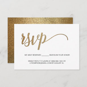 Carte D'accompagnement Gold Script électronique RSVP mariage Réservé Sièg