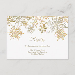 Carte D'accompagnement Gold Snowflakes Élégant registre de mariage hivern
