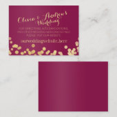 Carte D'accompagnement Gold Sparkle Berry Informations sur le Mariage de  (Devant / Derrière)