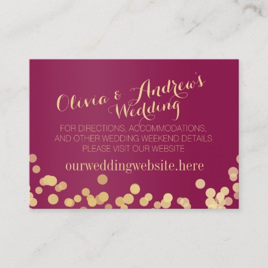 Carte D'accompagnement Gold Sparkle Berry Informations sur le Mariage de  (Devant)