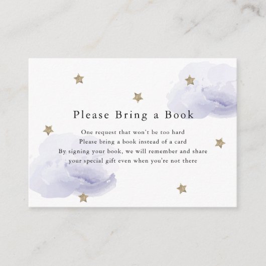 Carte D'accompagnement Gold Stars Lavender Clouds S'il vous plaît apporte (Devant)