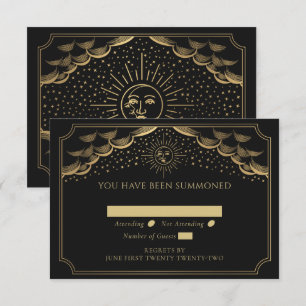 Carte D'accompagnement Gold Sun et Moon Tarot Card Mariage RSVP
