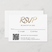 Carte D'accompagnement Gold Traditionnel et Code QR Mariage RSVP (Devant / Derrière)