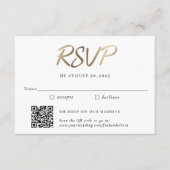 Carte D'accompagnement Gold Traditionnel et Code QR Mariage RSVP (Devant)