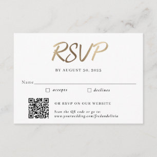 Carte D'accompagnement Gold Traditionnel et Code QR Mariage RSVP