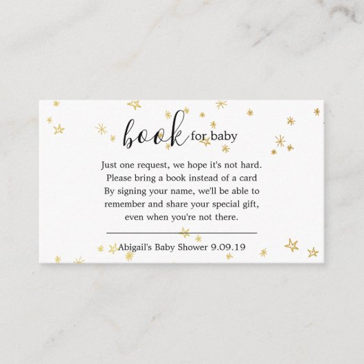 Carte D'accompagnement Gold Twinkle Little Star Baby shower de demande de (Devant)