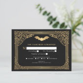 Carte D'accompagnement Gold Vampire Cathédrale Mariage gothique RSVP (Debout devant)