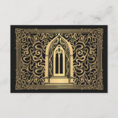 Carte D'accompagnement Gold Vampire Cathédrale Mariage gothique RSVP (Dos)