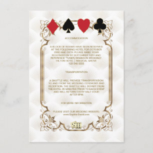Carte D'accompagnement Gold White Art Deco Casino Mariage Hébergement