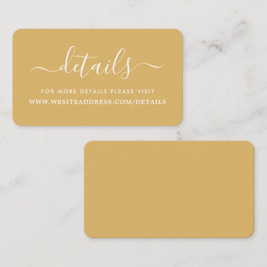Carte D'accompagnement Gold & White moderne Détails du script simple (Devant / Derrière)