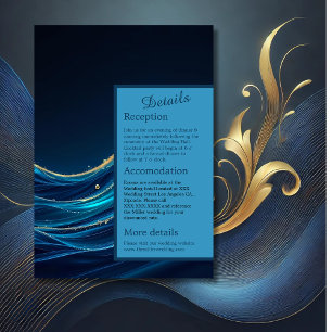Carte D'accompagnement Golden Accentué Abstrait Ocean Waves mariage