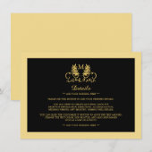 Carte D'accompagnement Golden Floral Emblem Mariage Détail (Devant / Derrière)