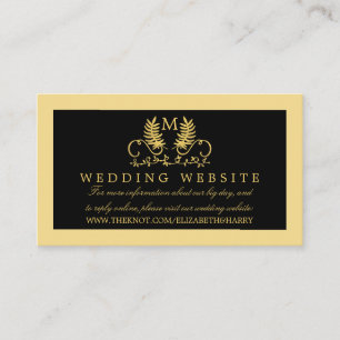 Carte D'accompagnement Golden Floral Emblem Site Mariage