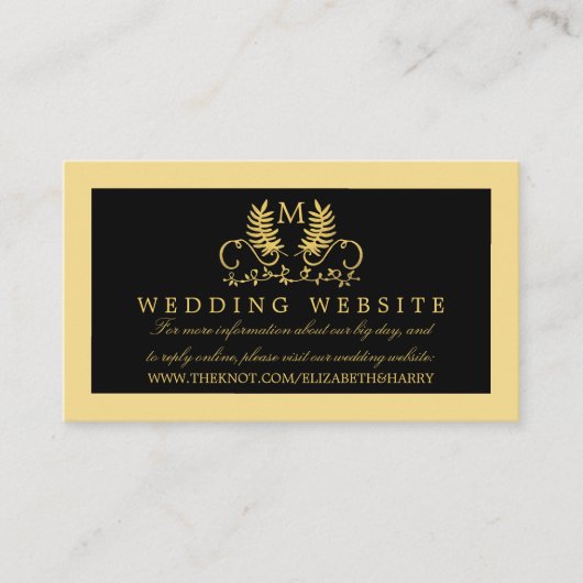 Carte D'accompagnement Golden Floral Emblem Site Mariage (Devant)