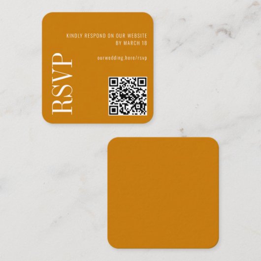 Carte D'accompagnement Golden Jaune moderne QR Code QR Code Mariage RSVP (Devant / Derrière)