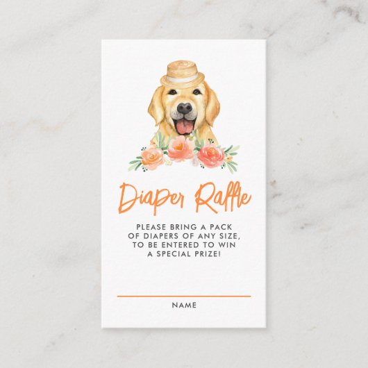 Carte D'accompagnement Golden Retriever Peach Diaper Jeu Raffin (Devant)