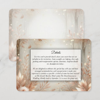 Carte D'accompagnement Golden Rosewood Enchanted Forest Wedding