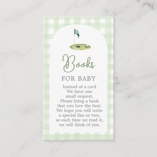 Carte D'accompagnement Golf Baby Shower Books for Baby Card (Devant)