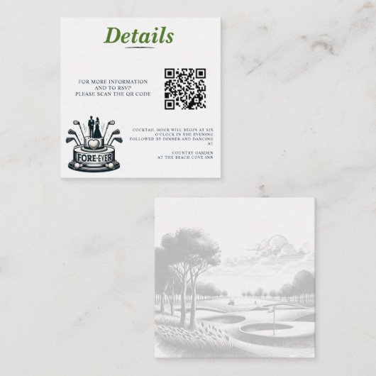 Carte D'accompagnement Golf Couple Mariage QR Code (Devant / Derrière)