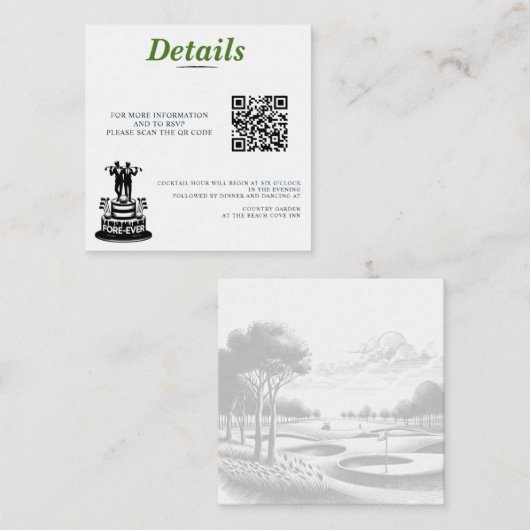 Carte D'accompagnement Golf Grooms Code QR Mariage (Devant / Derrière)